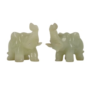 Two Chinese Carved Stone Elephant Figures