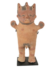 A Cuchimilco Peruvian Pottery Moon Deity Figure