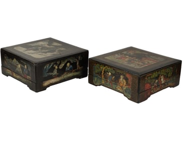 Two Chinese Painted Wood Boxes