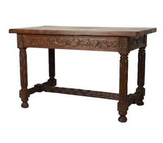A Carved Wood Library Table