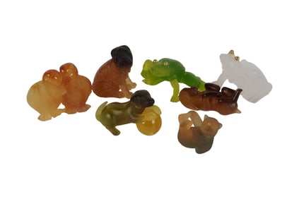 A Group of Daum Pate De Verre Figures