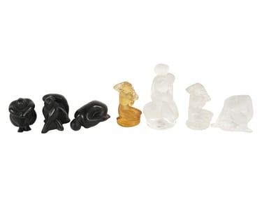 Seven Lalique Glass Figures