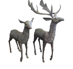 A Pair of Large Deer Figures