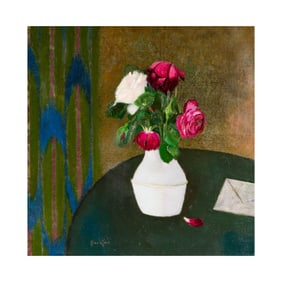 Rene Genis, 1922 - 2004, Lettre Et Roses Lasses