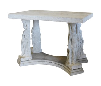A Louis Sullivan-Style Cast Concrete Caryatid Garden Table