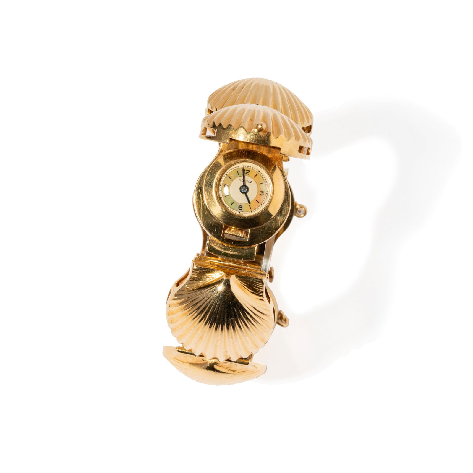 J. Shulz 14 Karat Yellow Gold, Sea Shell Ladies Locket Watch (1 of 9)