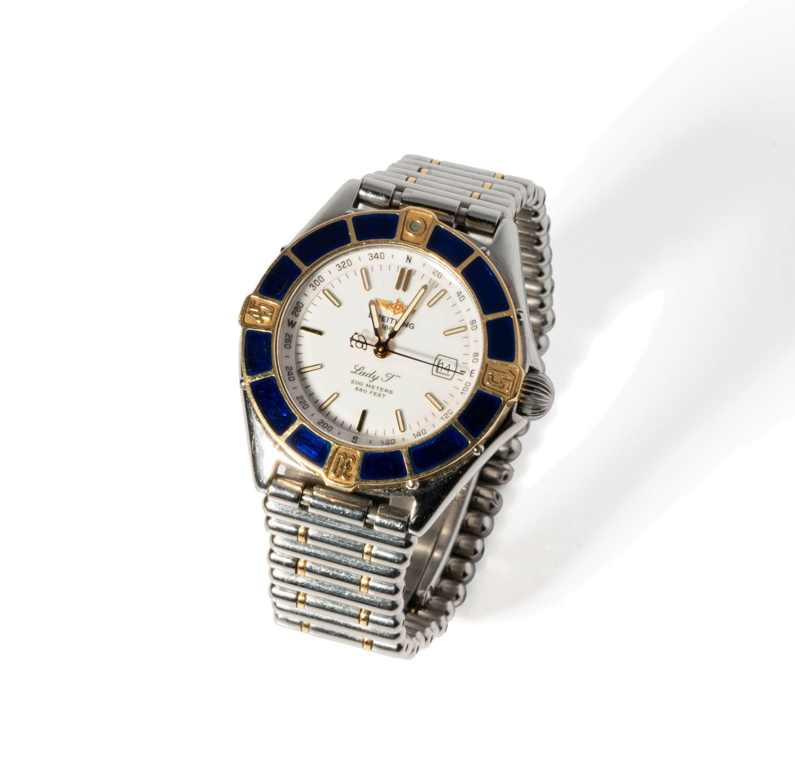 Breitling 'Lady T' Watch: case measuring 33.53mm including crown, case measuring 30.55mm without crown; measuring 6 inches inside; with certificate;