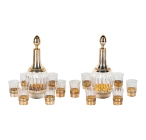 A French Gilt Sterling-Mounted Glass Drinks Set