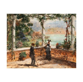 Italian School: Figures on a Terrace Above a Lake