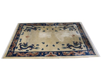 A Chinese Art Deco Dragon Rug 9' x 6'