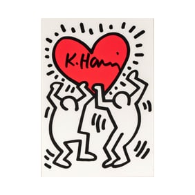 Keith Haring, American 1958-1990, Signed Postercard