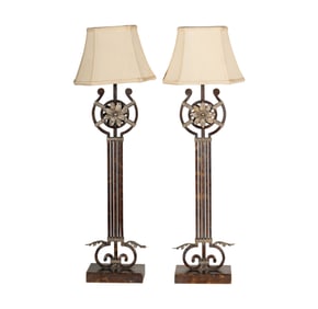 A Pair of Metal Table Lamps