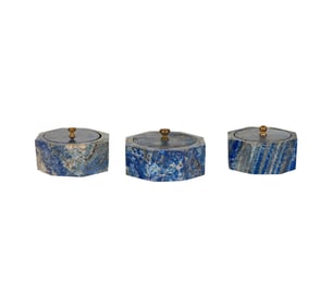 Three Lapis Lazuli Boxes with Covers