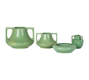 A Group of American Green-Glazed Pottery Vessels