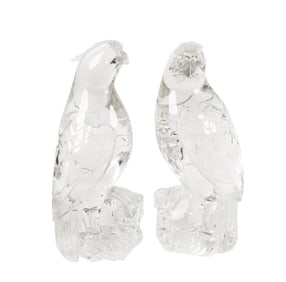 A Pair of Rock Crystal Parrot Figures