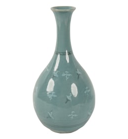 A Korean Blue-Glazed Bird-Motif Vase