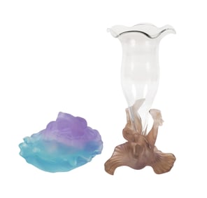 A Daum Pate De Verre Vase and Bowl