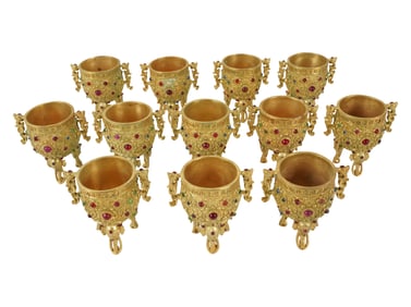 A Set of Twelve Gilt Metal Cups