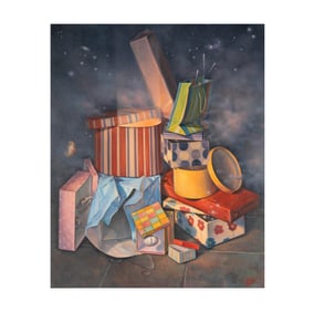 Late 20th Century, Still Life of Stacked Gift Boxes