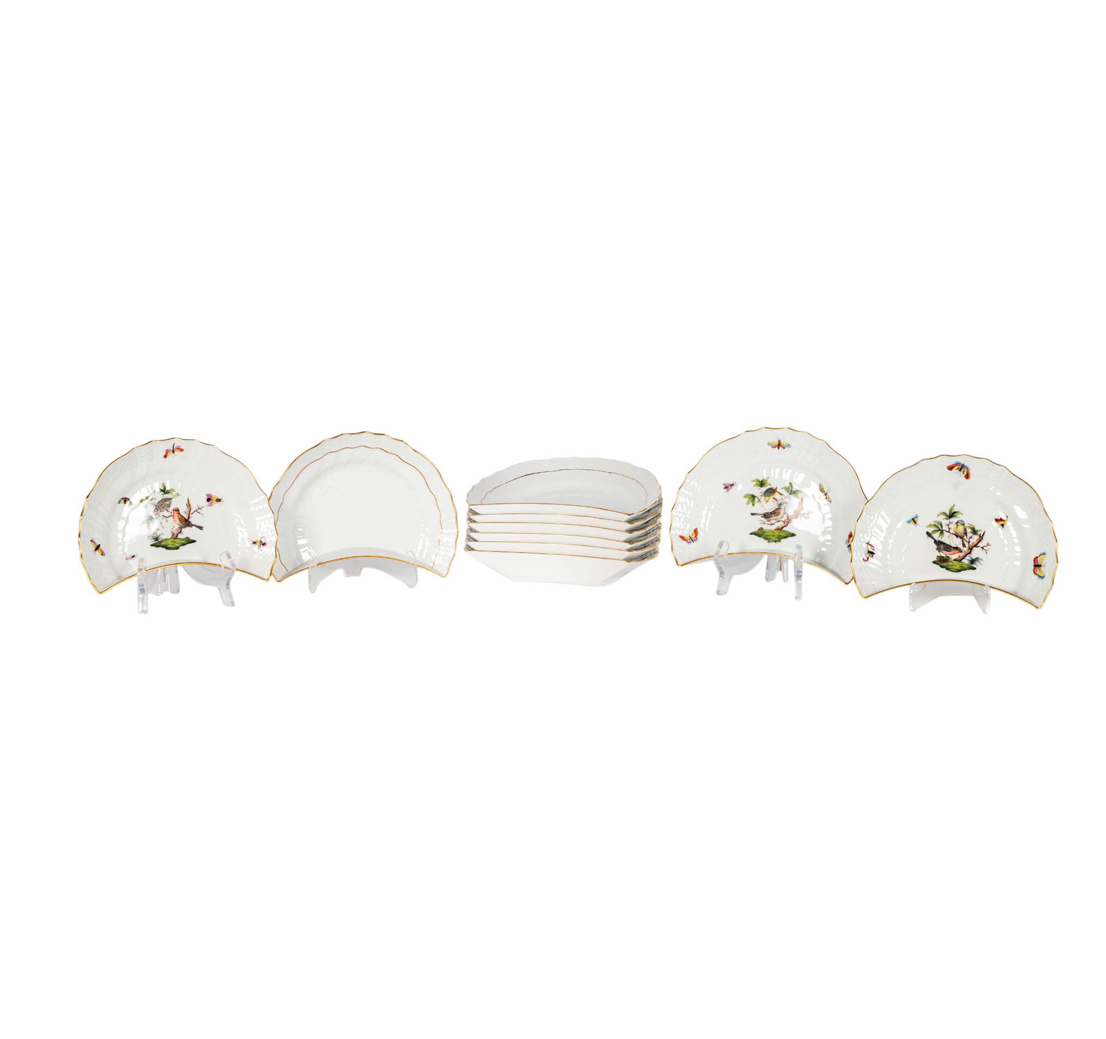 A Group of Ten Herend Porcelain Crescent Salad Plates