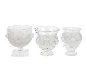 Three Lalique Glass Bird Vases
