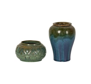 Two Fulper Glazed Pottery Vessels