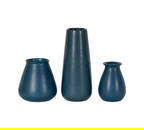 Three Marblehead Blue-Glazed Pottery Vases
