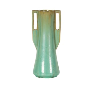 A Fulper Double-Handled Flambe-Glaze Pottery Vase