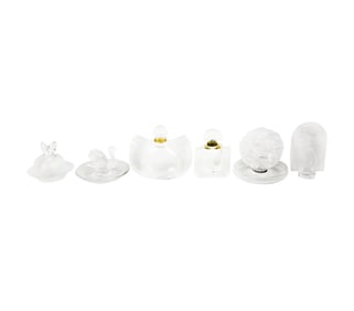 Seven Lalique Glass Table Articles