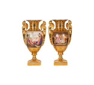 A Pair of Gilt Porcelain Vases