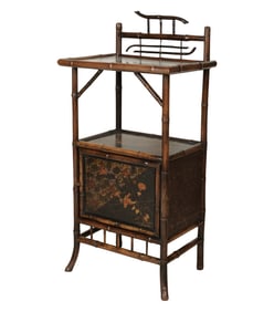 An Aesthetic Movement Bamboo and Lacquer Side Cabinet