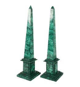 A Pair of Malachite Obelisks