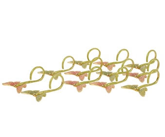 Twelve Karen Callan Enameled Dragonfly Napkin Ring Holders