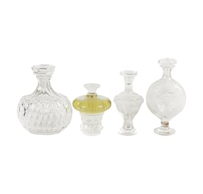 Four Lalique Glass Perfume Bottles