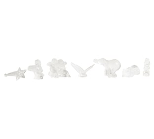 Seven Lalique Molded Glass Figures