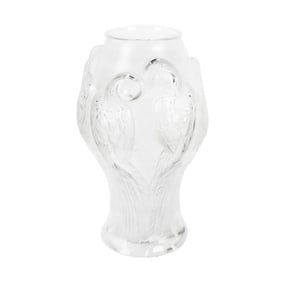 A Lalique Ara Molded Frosted Glass Vase