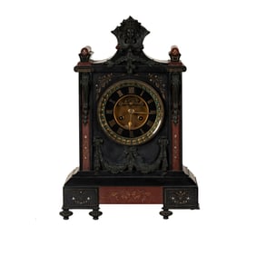 A Marble and Slate Mantel Clock