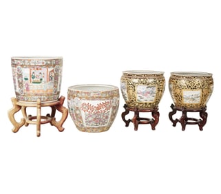 Four Chinese Porcelain Fishbowls