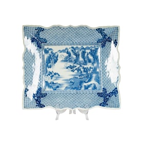 A Chinese Blue and White Porcelain Rectangular Platter