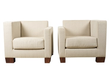 A Pair of Deco-Style Upholstered Armchairs