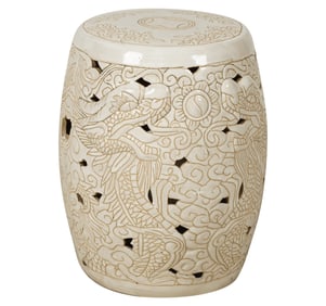 A White-Glazed Ceramic Garden Seat