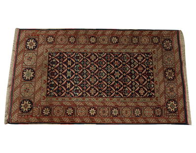 A Persian Rug 5'2" x 3': wool on cotton5'2" x 3'Notes: This item does not qualify for in-house shipping. Please see our preferred shippers' list for quotes or arrange for local pickup. https://www.abell.com/buy-sell/how-to-sh