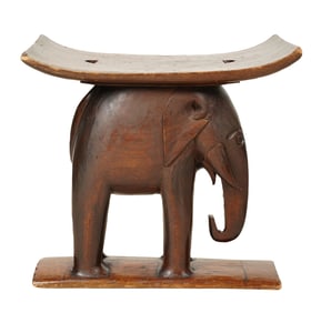An African Carved Wood Elephant Stool