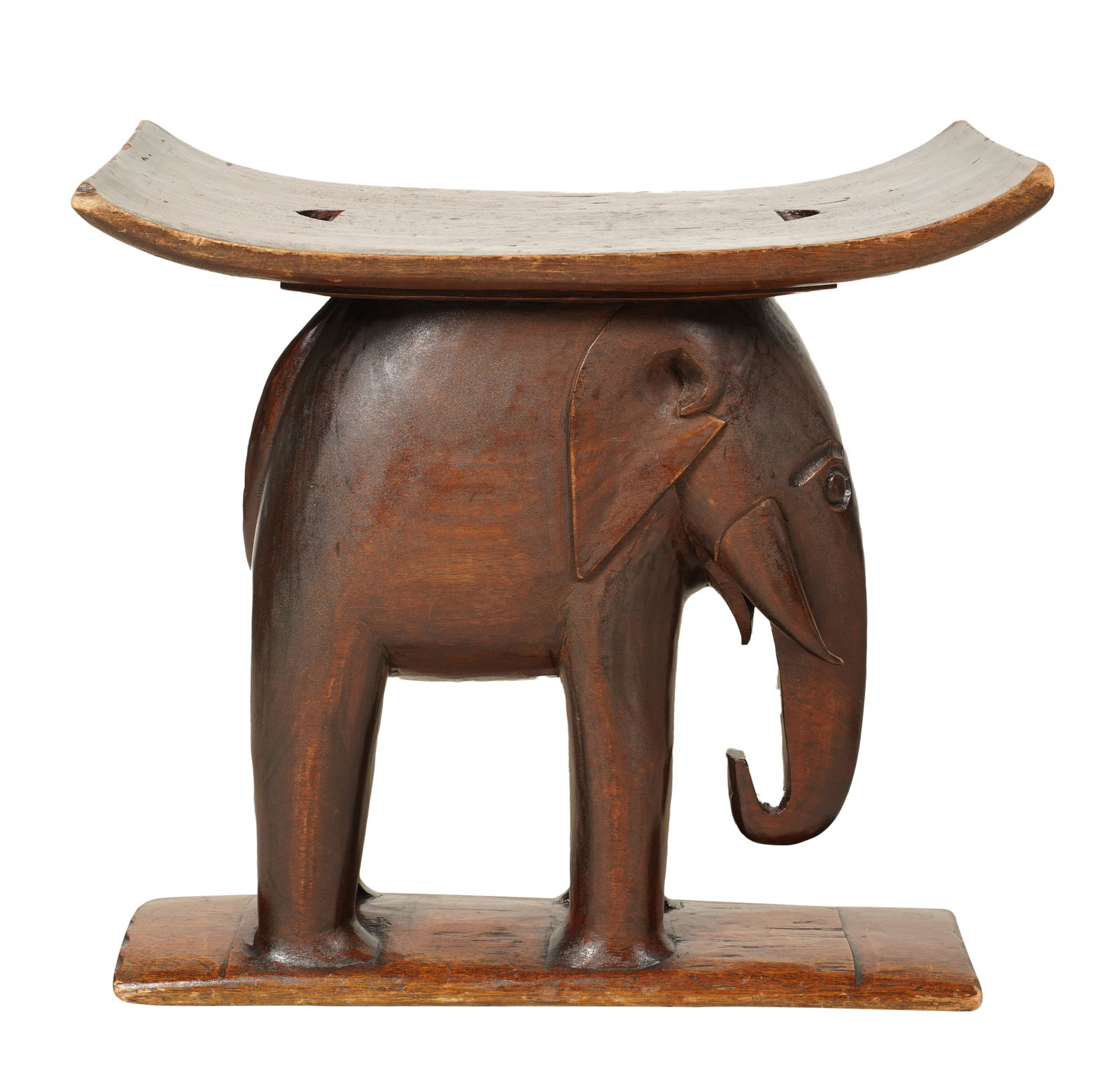 An African Carved Wood Elephant Stool (1 of 9)