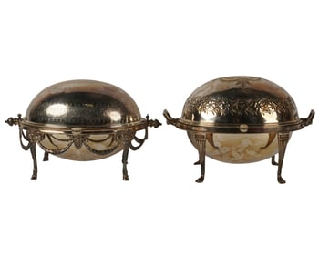 Two Neoclassical-Style Silverplate Domed Entrees