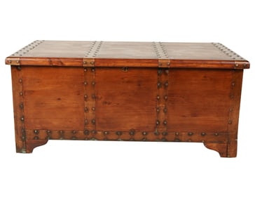 A Copper-Mounted Fruitwood Blanket Chest