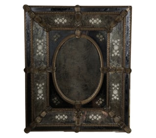 An Italian Etched Glass Wall Mirror
