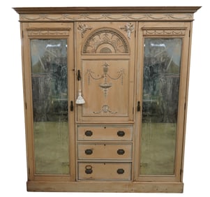A Neoclassical-Style Pine Wardrobe Cabinet