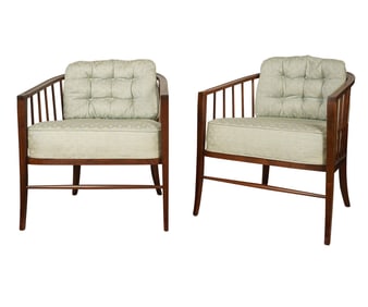 A Pair of Curved Spindle Back Armchairs