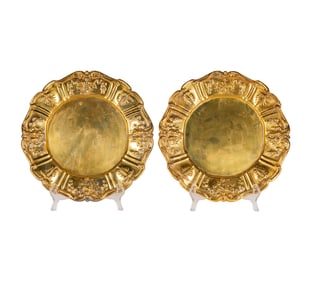 A Pair of Reed and Barton Gilt Sterling Chargers